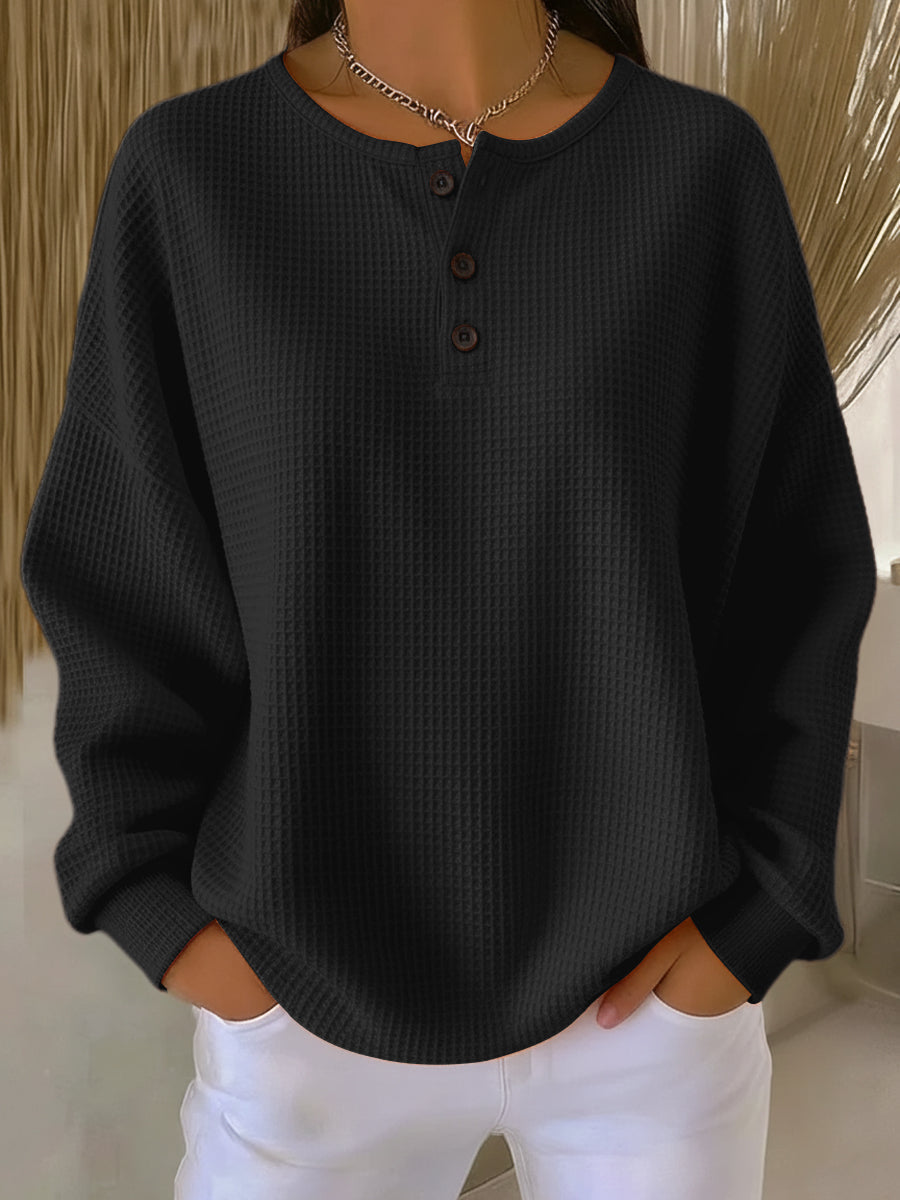 Miranda | Suéter Henley gofrada