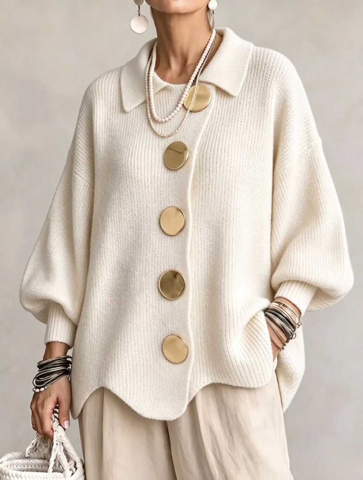 Victoire | Cárdigan oversize con grandes botones dorados