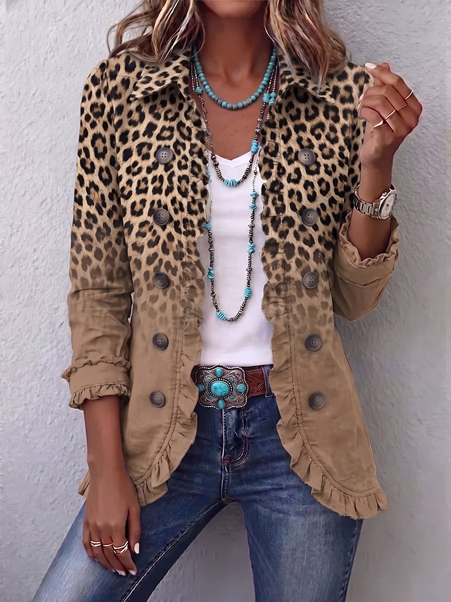 Ángeles | Chaqueta de Leopardo Degradado con Volantes