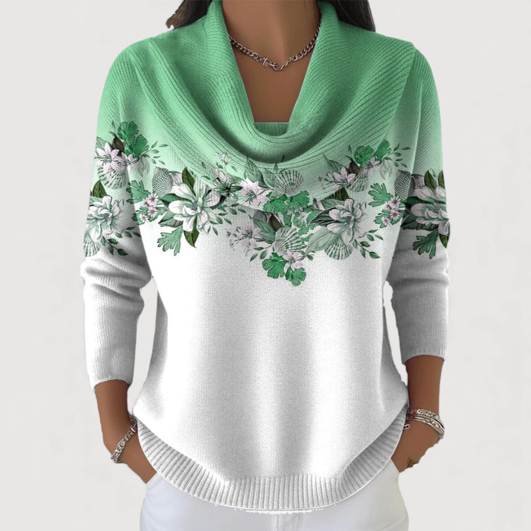 Aurora | Suéter floral con cuello alto