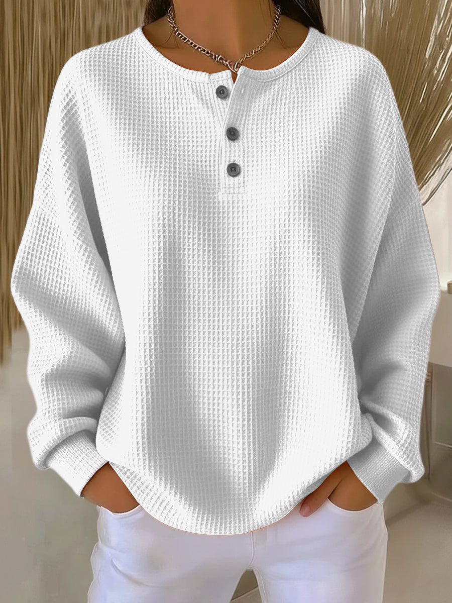Miranda | Suéter Henley gofrada