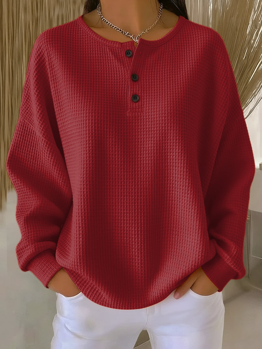 Miranda | Suéter Henley gofrada