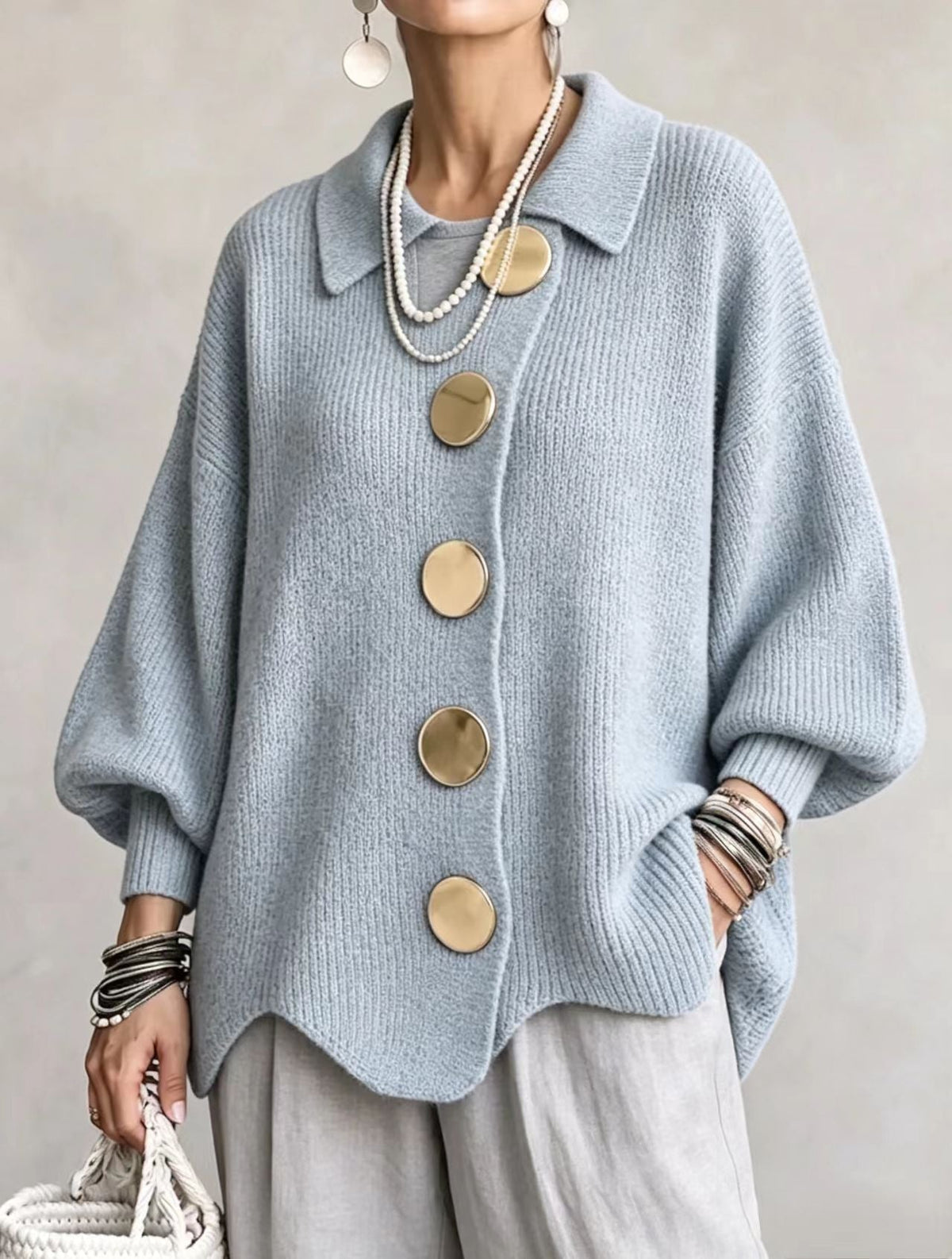Victoire | Cárdigan oversize con grandes botones dorados