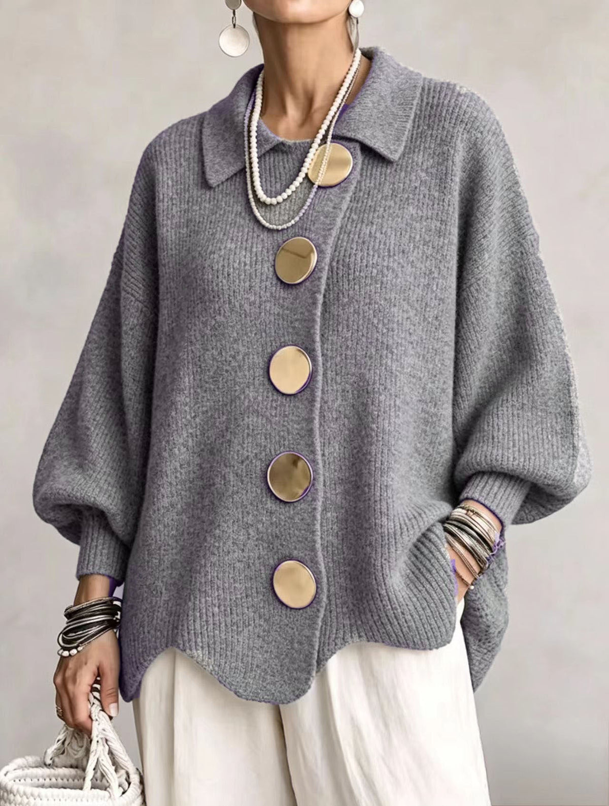 Victoire | Cárdigan oversize con grandes botones dorados
