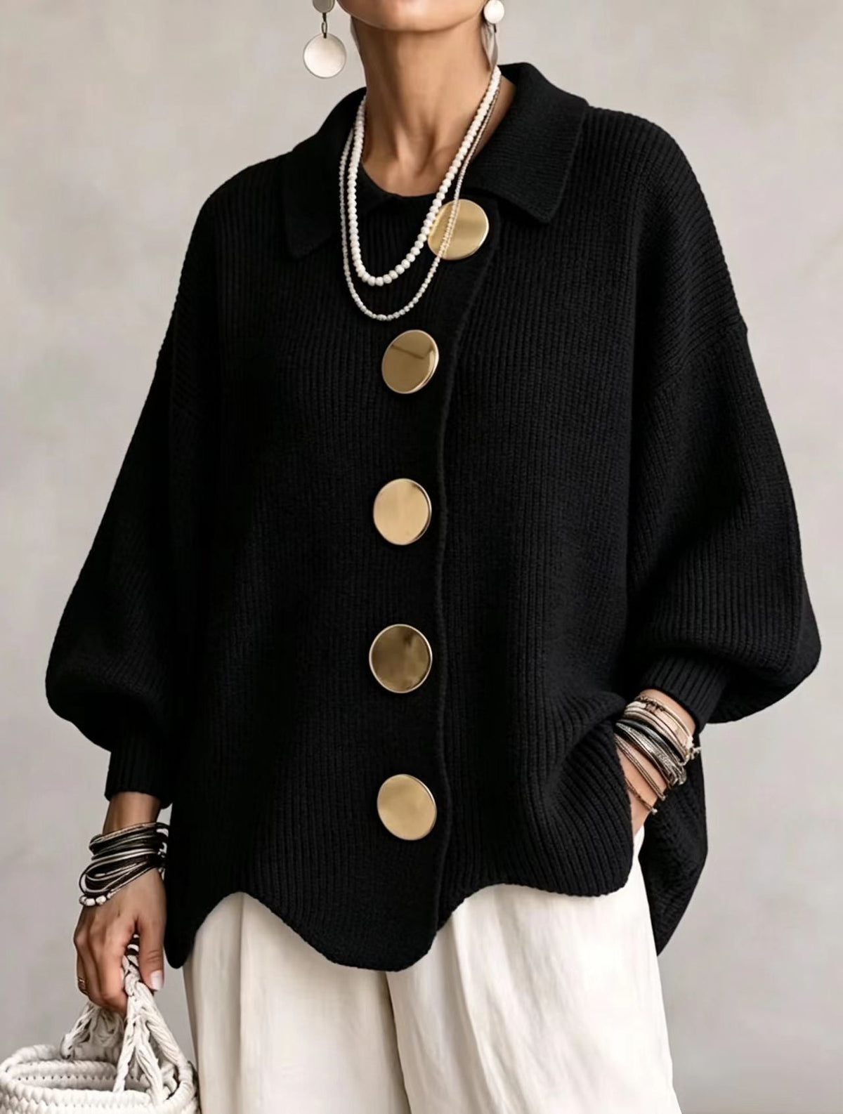 Victoire | Cárdigan oversize con grandes botones dorados