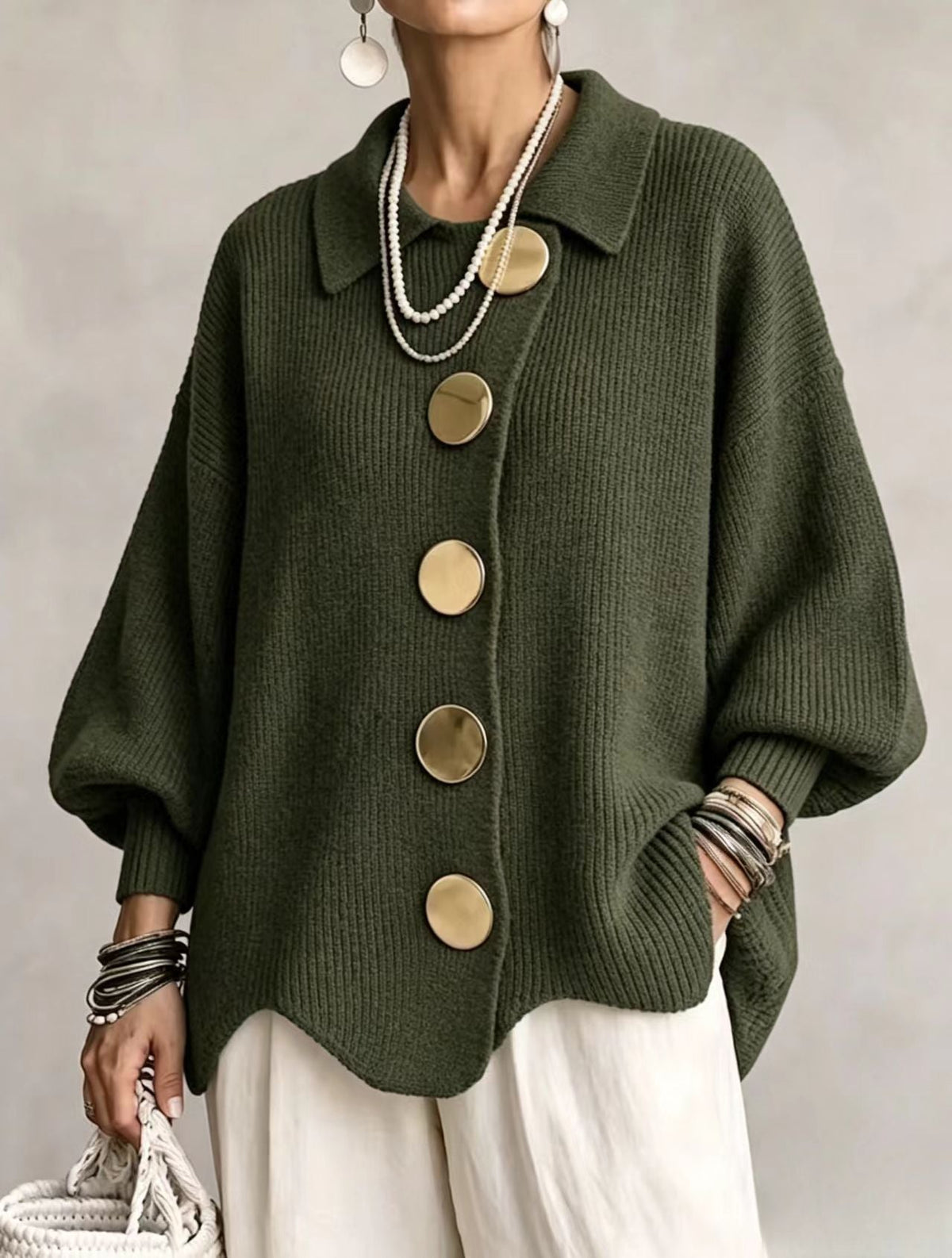 Victoire | Cárdigan oversize con grandes botones dorados
