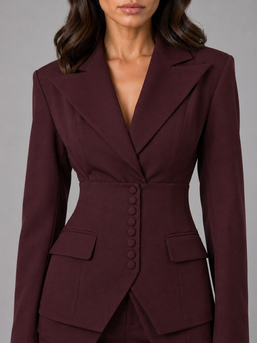 Anselma | Conjunto de Dos Piezas con Blazer Entallado y Pantalón Palazzo