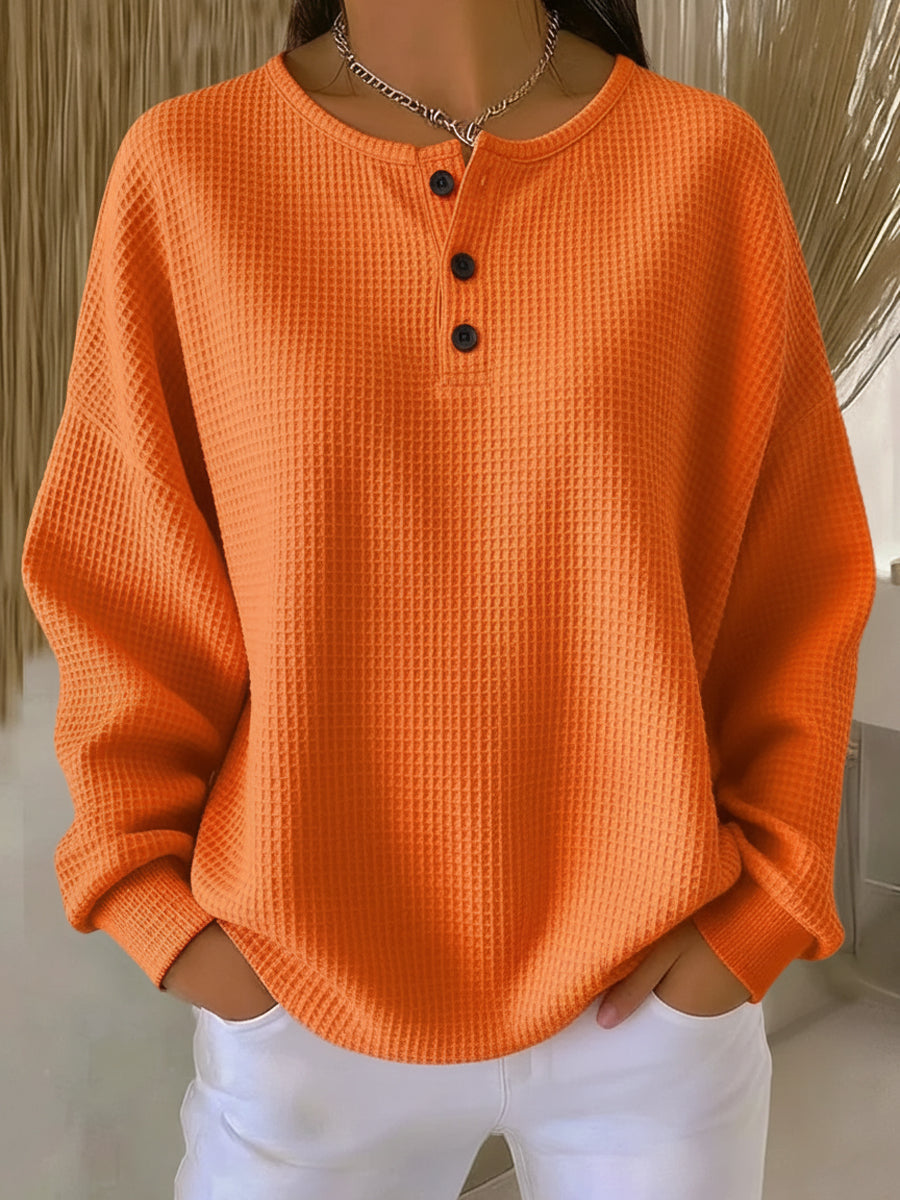 Miranda | Suéter Henley gofrada