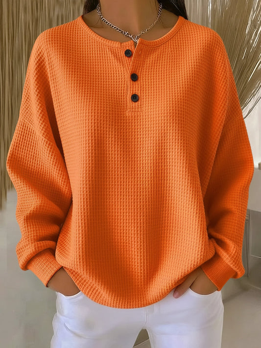 Miranda | Suéter Henley gofrada