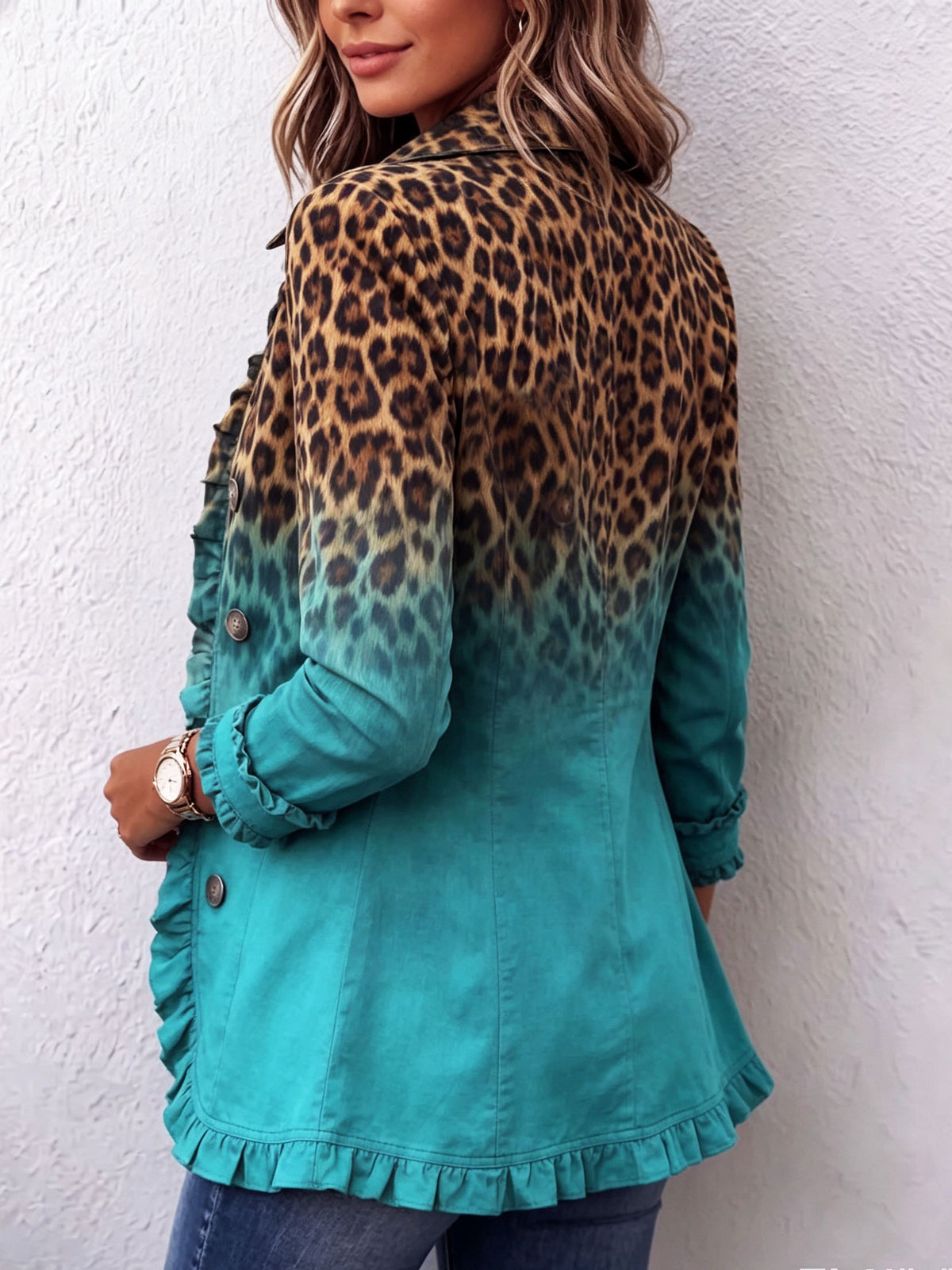 Mercedes | Chaqueta de Leopardo Degradado con Volantes