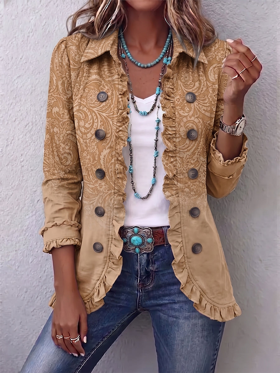 Covadonga | Chaqueta Estampada en Relieve con Volantes