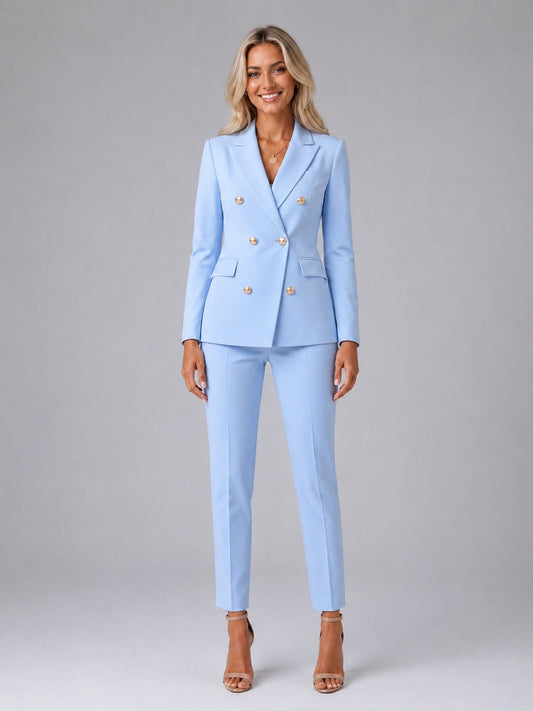Verdiana | Traje Cruzado con Solapa de Pico y Pantalón Tobillero